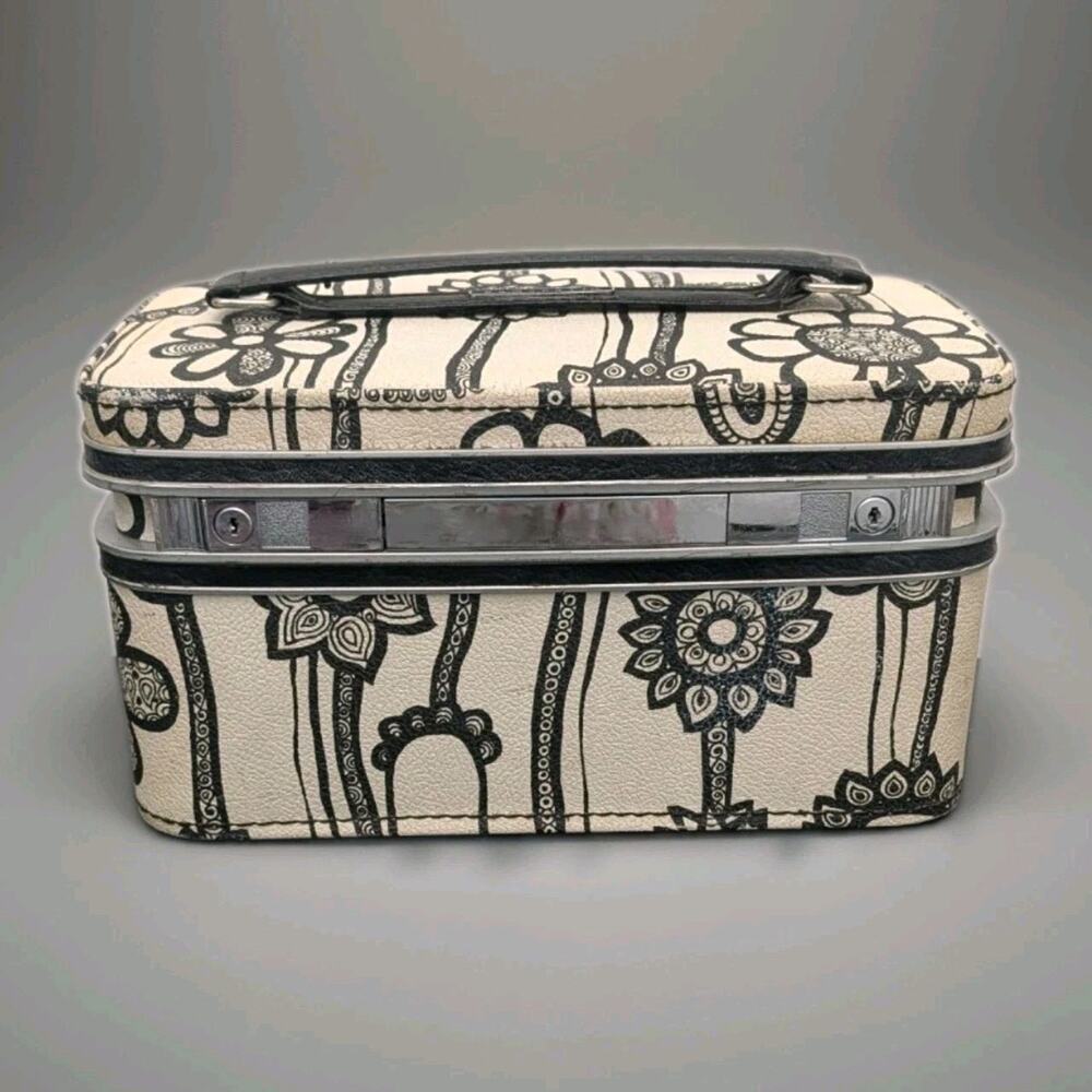 Samsonite x Marimekko Fashionaire Traincase Rare! 1960's Black White Flowers
